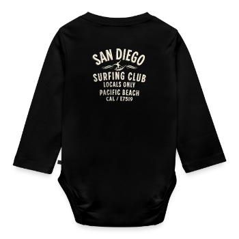 San Diego Pacific beach surfing club - Organic Longsleeve Baby Bodysuit - black - Back