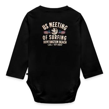 US meeting of surfing Huntington beach 2 - Body Bébé bio manches longues - noir - Dos