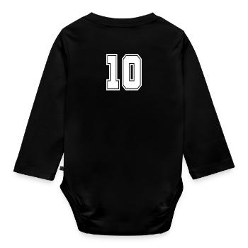 10 Rückennummer Collegestyle Football Fußball Zahl - Baby Bio-Langarm-Body - Schwarz - Hinten