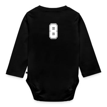 8 Rückennummer Collegestyle Football Fußball Zahl - Baby Bio-Langarm-Body - Schwarz - Hinten