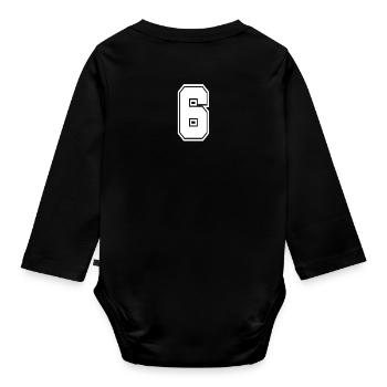 6 Rückennummer Collegestyle Football Fußball - Baby Bio-Langarm-Body - Schwarz - Hinten