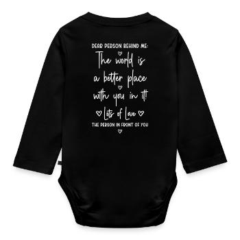 Chère personne derrière moi - Body Bébé bio manches longues - noir - Dos