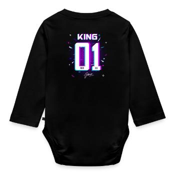 Gamer - King - Queen Gift Present Idea - Organic Longsleeve Baby Bodysuit - black - Back