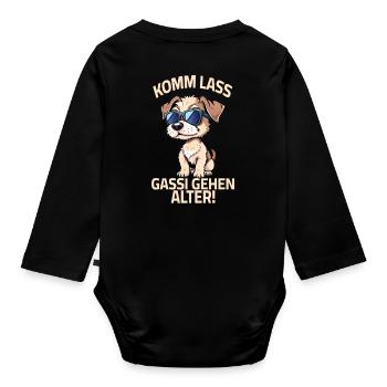 Hund Hundebesitzer - Komm lass Gassi gehen Alter - Baby Bio-Langarm-Body - Schwarz - Hinten
