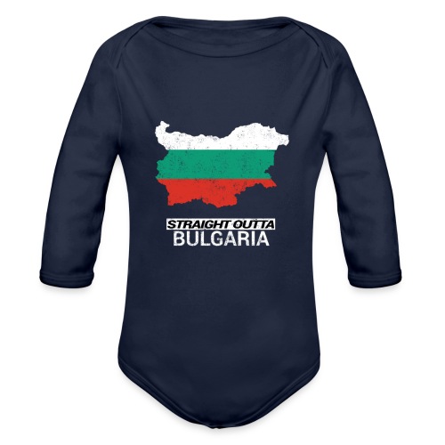 Straight Outta Bulgaria country map - Organic Longsleeve Baby Bodysuit