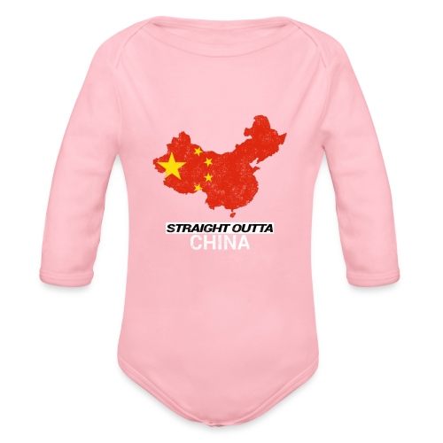 Straight Outta China country map - Organic Longsleeve Baby Bodysuit