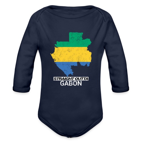 Straight Outta Gabon country map - Organic Longsleeve Baby Bodysuit