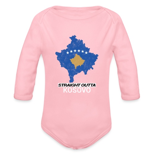 Straight Outta Kosovo country map - Organic Longsleeve Baby Bodysuit