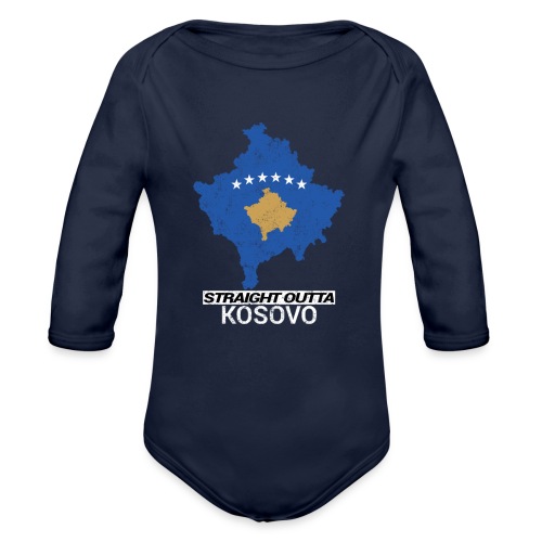 Straight Outta Kosovo country map - Organic Longsleeve Baby Bodysuit