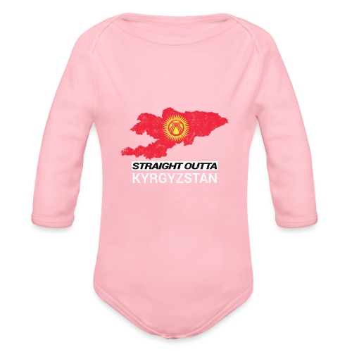 Straight Outta Kyrgyzstan country map - Organic Longsleeve Baby Bodysuit