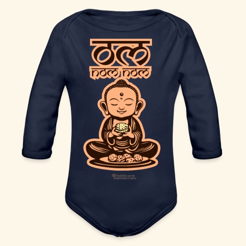 Om Nom Nom Buddha mit Keks - Baby Bio-Langarm-Body