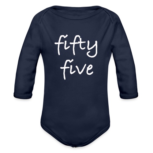Fiftyfive -teksti valkoisena kahdessa rivissä - Vauvan pitkähihainen luomu-body