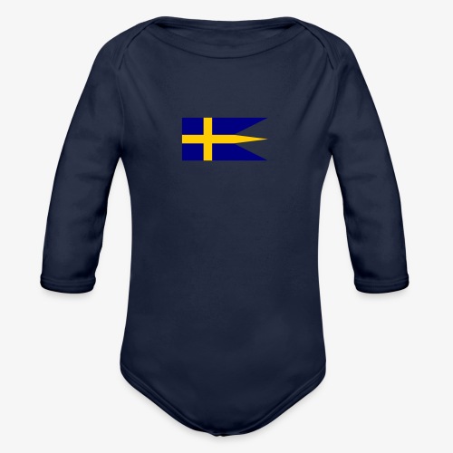 Svensk Örlogsflagga - Sverige Tretungad flagga - Ekologisk långärmad babybody