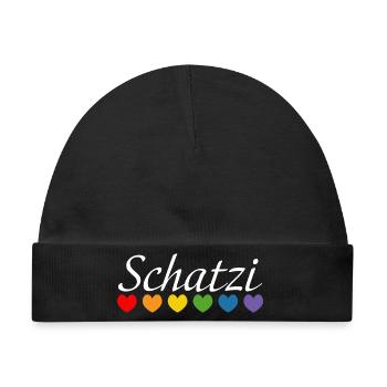 Regenbogenherz Schatzi LGBT lgbtqi queer - Baby Premium Organic Mütze - Schwarz - Vorne