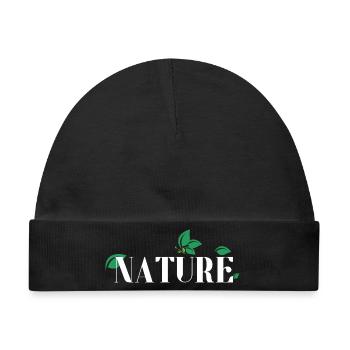 Nature Leaves Serif Logo - Baby Premium Organic Mütze - Schwarz - Vorne