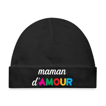 Maman d'Amour - Muttertag - Baby Premium Organic Mütze - Schwarz - Vorne