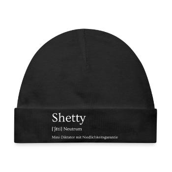 Shetty -kleiner Diktator mit Niedlichkeitsgarantie - Baby Premium Organic Mütze - Schwarz - Vorne
