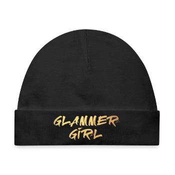 Glammer Girl Gold Luxus exklusiv Mädchen - Baby Premium Organic Mütze - Schwarz - Vorne