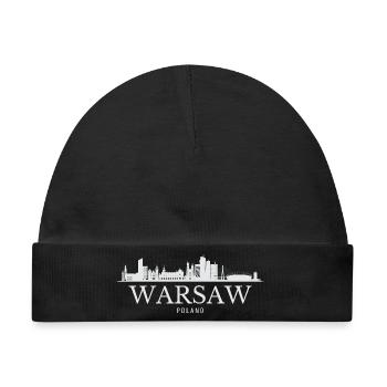 Warschauer Skyline, Warschau Polen - Baby Premium Organic Mütze - Schwarz - Vorne