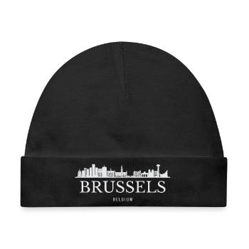 Brüsseler Skyline, Brüssel, Belgien - Baby Premium Organic Mütze - Schwarz - Vorne