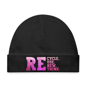 Recyceln Reuse Renew Rethink umweltfreundliche Ökologie recyceln - Baby Premium Organic Mütze - Schwarz - Vorne