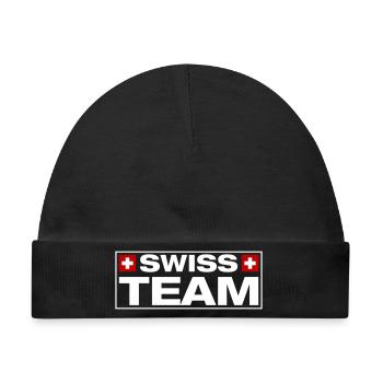 Team Swiss Schweiz - Baby Premium Organic Mütze - Schwarz - Vorne
