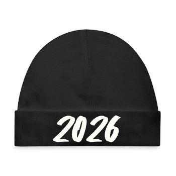 Jahreszahl 2026 Pinselstrich - Baby Premium Organic Mütze - Schwarz - Vorne