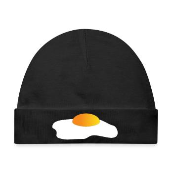 Spiegelei Minimal-Icon Gelborange - Baby Premium Organic Mütze - Schwarz - Vorne