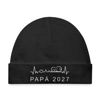 Futuro Papá 2027 Ritmo Cardiaco Anuncio Embarazo - Baby Premium Organic Mütze - Schwarz - Vorne