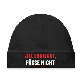 Marathon Geschenkshirt – Ziel erreicht, Füße nicht - Baby Premium Organic Mütze - Schwarz - Vorne