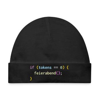 if (tokens == 0) feierabend(); – KI Feierabend - Baby Premium Organic Mütze - Schwarz - Vorne