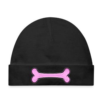 Pinkes Hundeknochen - Baby Premium Organic Mütze - Schwarz - Vorne