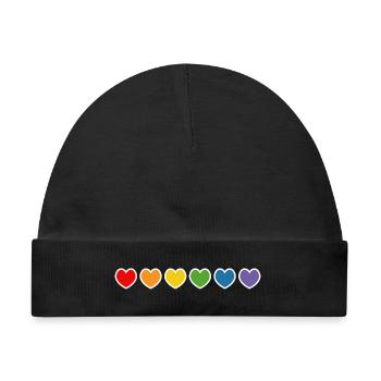 LGBT lgbtqi queer Regenbogen herzchen outline - Baby Premium Organic Mütze - Schwarz - Vorne