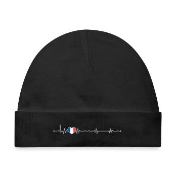 Heartbeat Frankreich Flagge - Baby Premium Organic Mütze - Schwarz - Vorne