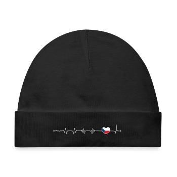 Heartbeat Flagge der Tschechischen Republik - Baby Premium Organic Mütze - Schwarz - Vorne