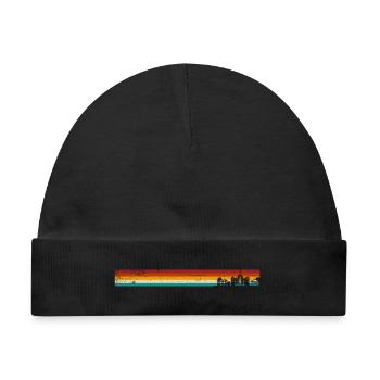 Retro Sunset Pier Streifen - Baby Premium Organic Mütze - Schwarz - Vorne