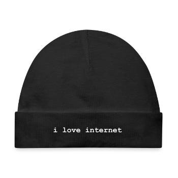 i love internet - white text - Shirtdesign Unisex - Baby Premium Organic Mütze - Schwarz - Vorne