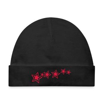 Sterne, Star - Baby Premium Organic Mütze - Schwarz - Vorne