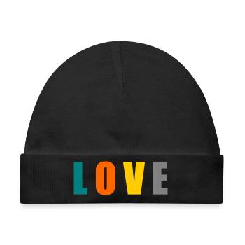 ICH LIEBE DICH. ICH LIEBE DICH. LIEBE. LIEBE. HERZ. - Baby Premium Organic Mütze - Schwarz - Vorne