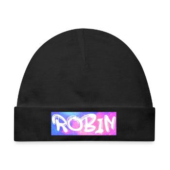 Robin Name Geschenk Geschenkidee Galaxie - Baby Premium Organic Mütze - Schwarz - Vorne