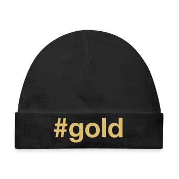 GOLD Winner Gewinner - Baby Premium Organic Mütze - Schwarz - Vorne