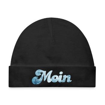 Moin Schiff typisch nordisch Handschrift Nordsee - Baby Premium Organic Mütze - Schwarz - Vorne