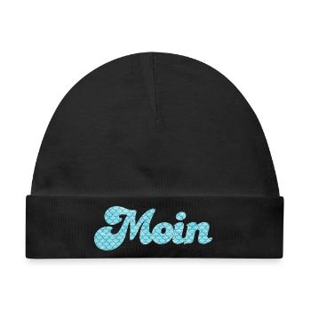 Moin Schuppen Schnörkel Handschrift nordisch Meer - Baby Premium Organic Mütze - Schwarz - Vorne