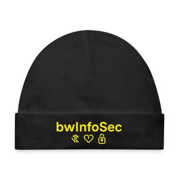 bwInfoSec - Education loves - yellow - Baby Premium Organic Mütze - Schwarz - Vorne
