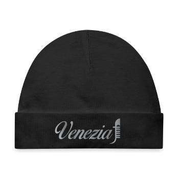 Venezia Schriftzug Metallic - Baby Premium Organic Mütze - Schwarz - Vorne