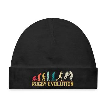 Rugby Evolution Silhouette Design - Baby Premium Organic Mütze - Schwarz - Vorne