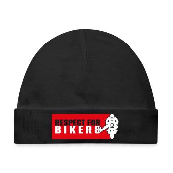 Respektiere Biker auf rotem Hintergrund - Baby Premium Organic Mütze - Schwarz - Vorne