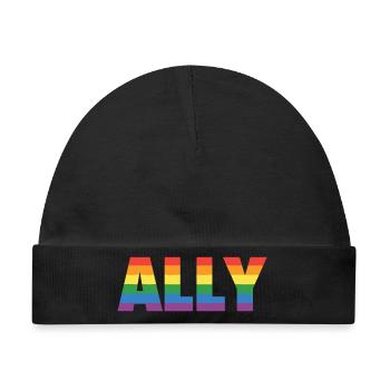 ALLY – Regenbogen Design für LGBTQ+ Supporter - Baby Premium Organic Mütze - Schwarz - Vorne