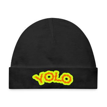 YOLO - Neon PsyPop Retro - Baby Premium Organic Mütze - Schwarz - Vorne