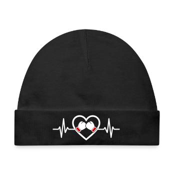 Boxen Herz Handschuhe Sport Stärke Geschenk - Baby Premium Organic Mütze - Schwarz - Vorne